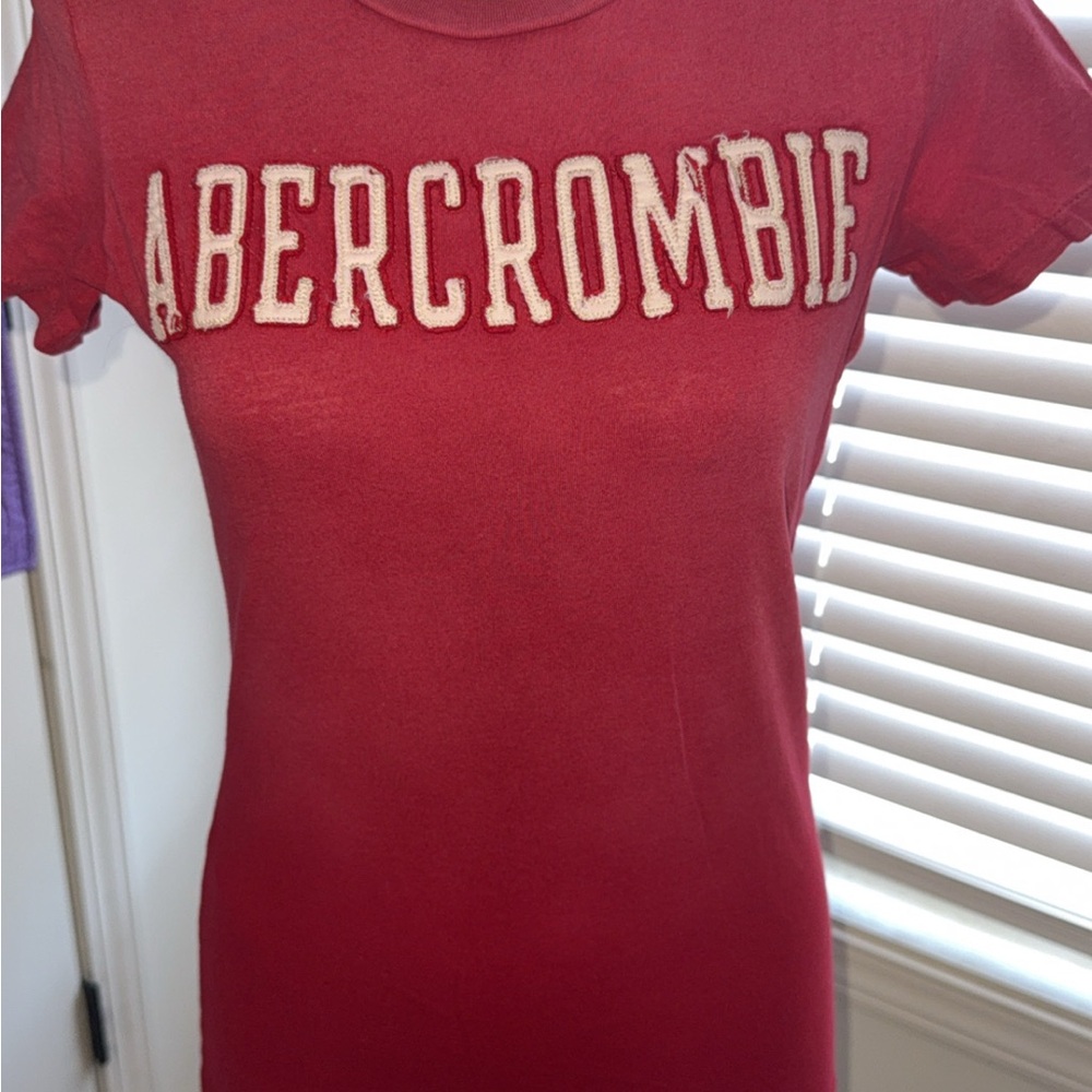 Abercrombie & Fitch Red Fitted Polo Short Sleeve Tee
